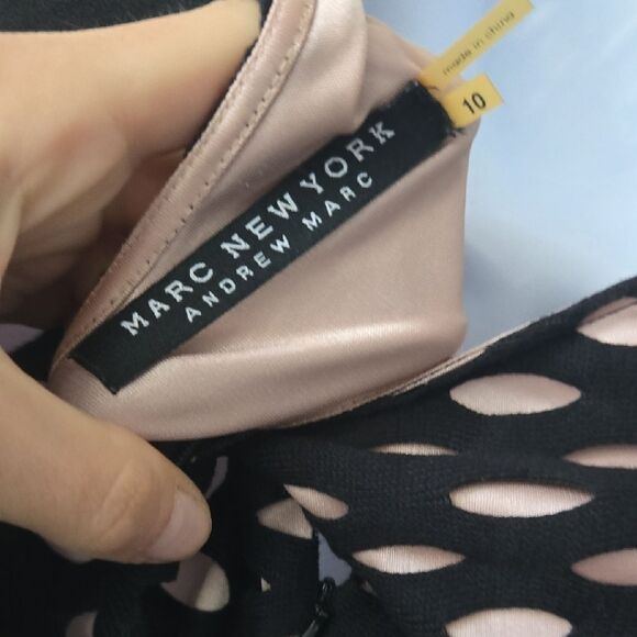 Marc New York Black & Cream Sheath Midi Dress with Flutter Cap Sleeves - Picture 2 of 4